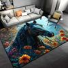 Blue Horse in Bloom Rug: Serene Floral Design for Relaxing Living Spaces | Beautiful Home Accessories Skid resistant carpet