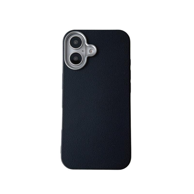 Simple Leather Texture Drop-proof Case for iPhone 16/15/14/13/12/Apple 17 Pro, Solid Color, New Model