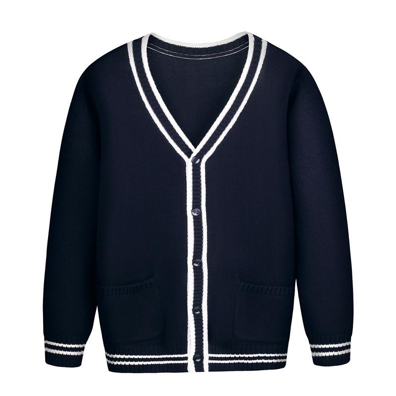 

Preppy Style Cardigan Sweater for Boys & Girls - Thick Knitwear, Perfect for Autumn & Spring School Uniforms Size 140: suitable for 59-68 lbs темно-синий