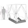 Double Sun Lounger Grey 205 X 129 X 200 Cm Poly Rattan