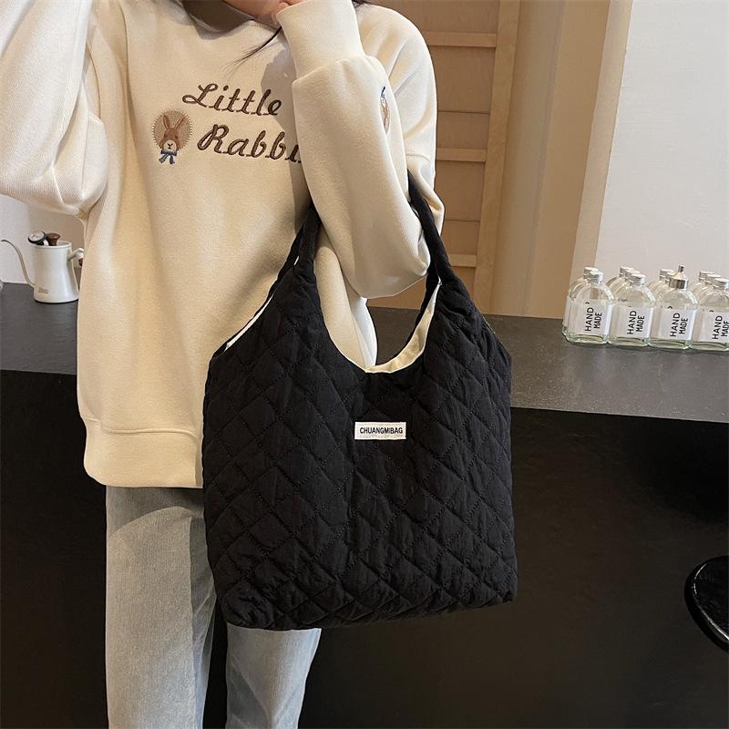 Niche Simple And Versatile Shoulder Bag Commute To Work Autumn And Winter Trend Fashion Cotton Clothes Tote Bag