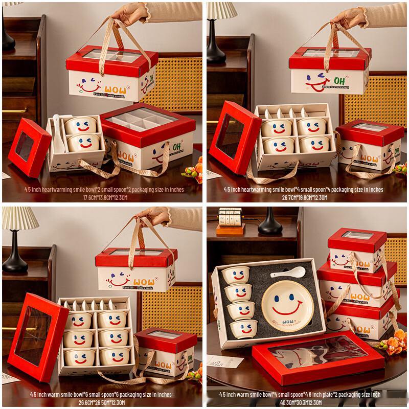 Abay Begonia Red Smiling Face Ceramic Dining Set