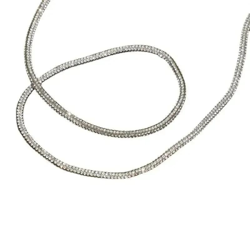 

Silver Rhinestone Cotton Cord - 1/5/10/20/30/50 Yards Shimmering Thick Crystal Rope for Diy Bag, Shoe, and Garment Decoration 1yard