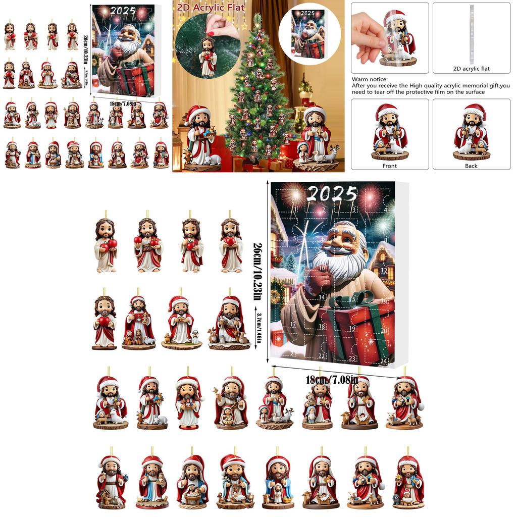 Santa Claus Christmas Countdown Calendar Gift Set Made Of Acrylic Holiday Ornament For Kids And Adults