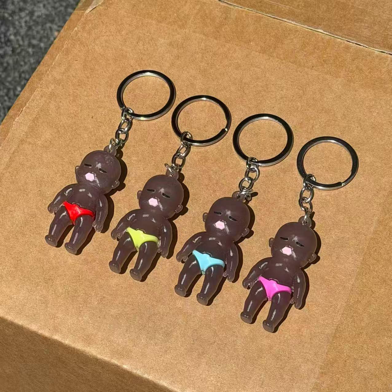 Creative Cartoon Stitch Keychain: Cute Backpack Pendant & Car Accessory for Men and Women Color-Changing Natasha - Red Pants