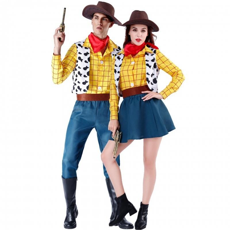Lustiges und farbenfrohes Toy Story 4 Cowboy Woody Kostümset für Paare in den Größen M-xl
