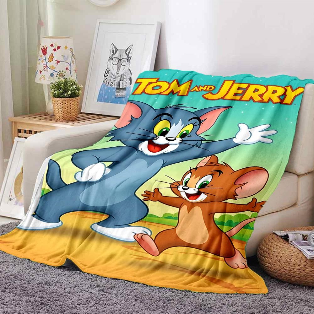 1pc Tom and Jerry Flannel Blanket Soft Warm Throw for Home, Office, Travel, All-Season Cozy Bedding Gift L1444