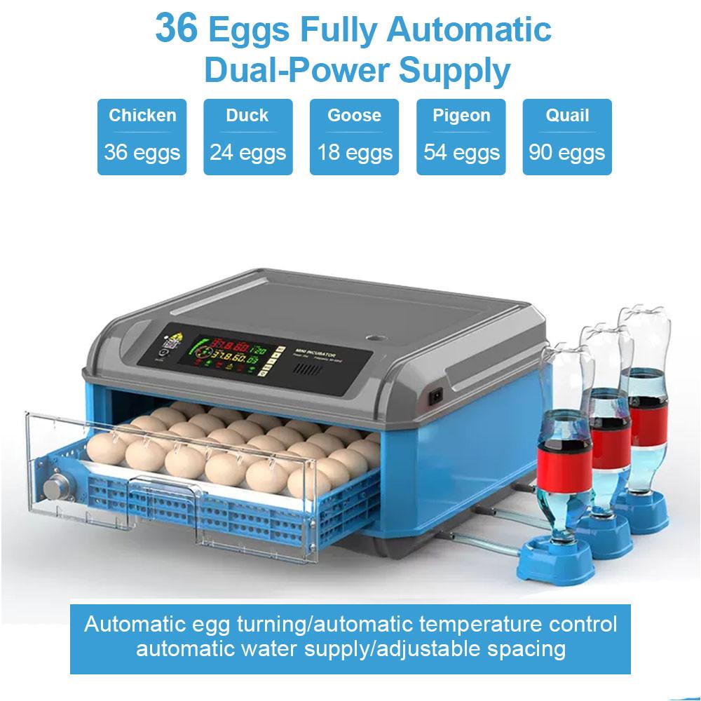 36 Eggs Fully Automatic Digital Egg Hatcher Household Brooder Farm Chicken Bird Incubator Dual-Power Supply Incubator