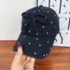 Korean black and white polka dot bow baseball cap female versatile sweet cute niche design show face small cap