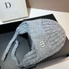 Dongdaemun Dd Circle Yarn Cute Ear Protection Hat Warm Soft Waxy Elastic Face Small Knitted Flying Hat