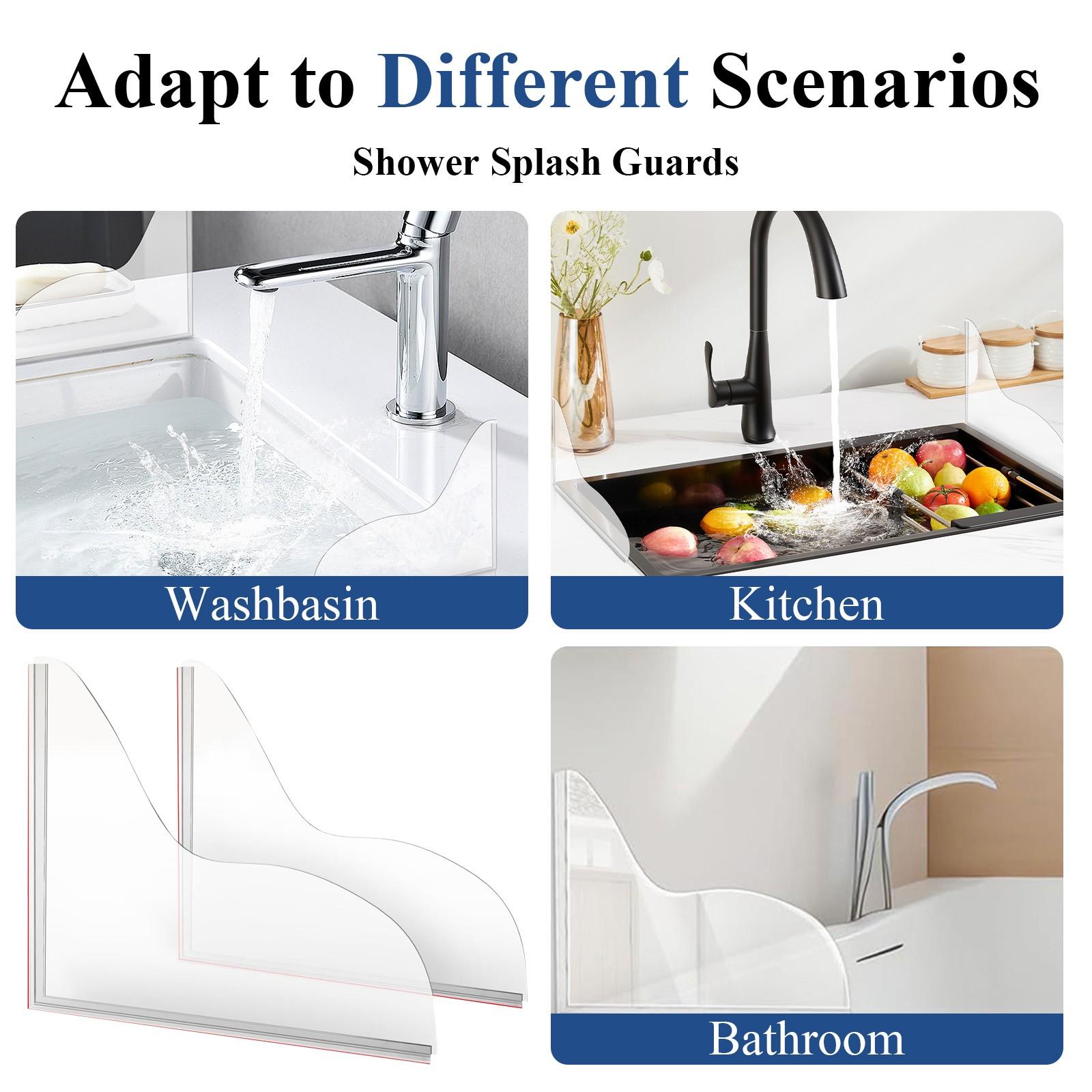 

Shower Guard Kit Easy Installation, Large Guards For Bathtub Self-Adhesive Shower Corner Guards To Keep Water In Shower Or Bath One Size