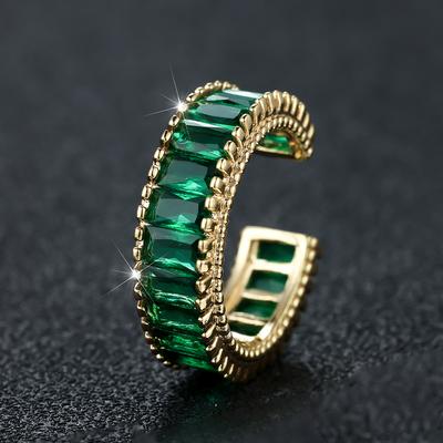 Green Square Zircon Open Rings for Women Gold Color Adjustable Wedding Aesthetic Ring Female Jewelry