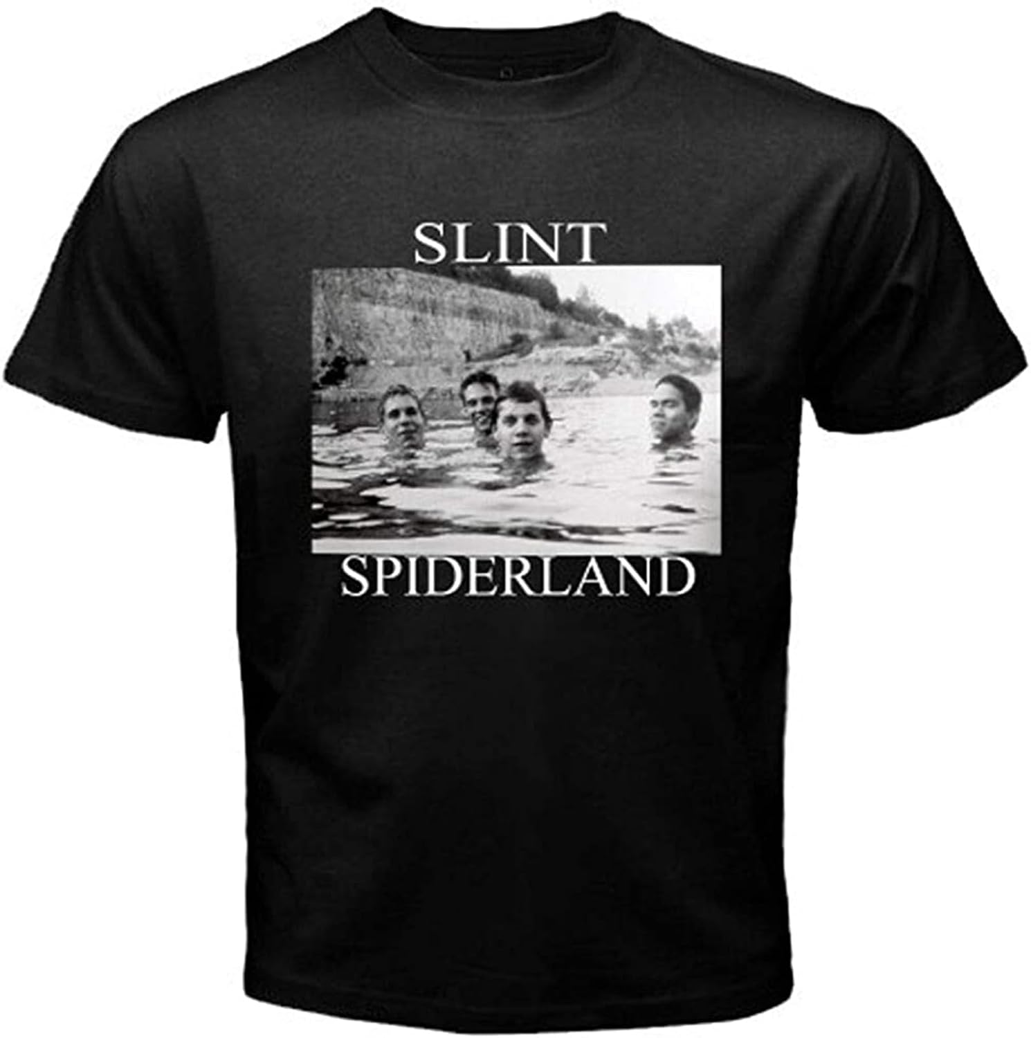 New SLINT SPIDERLAND American Men s Black Men T Shirt S чёрный