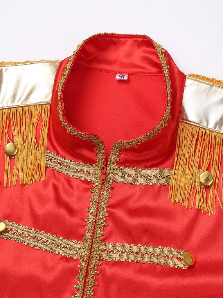 Men's Halloween SGT Sergeant Pepper Costume Jacket Marching Band Rock Man 60s Satin Cardigan Coat