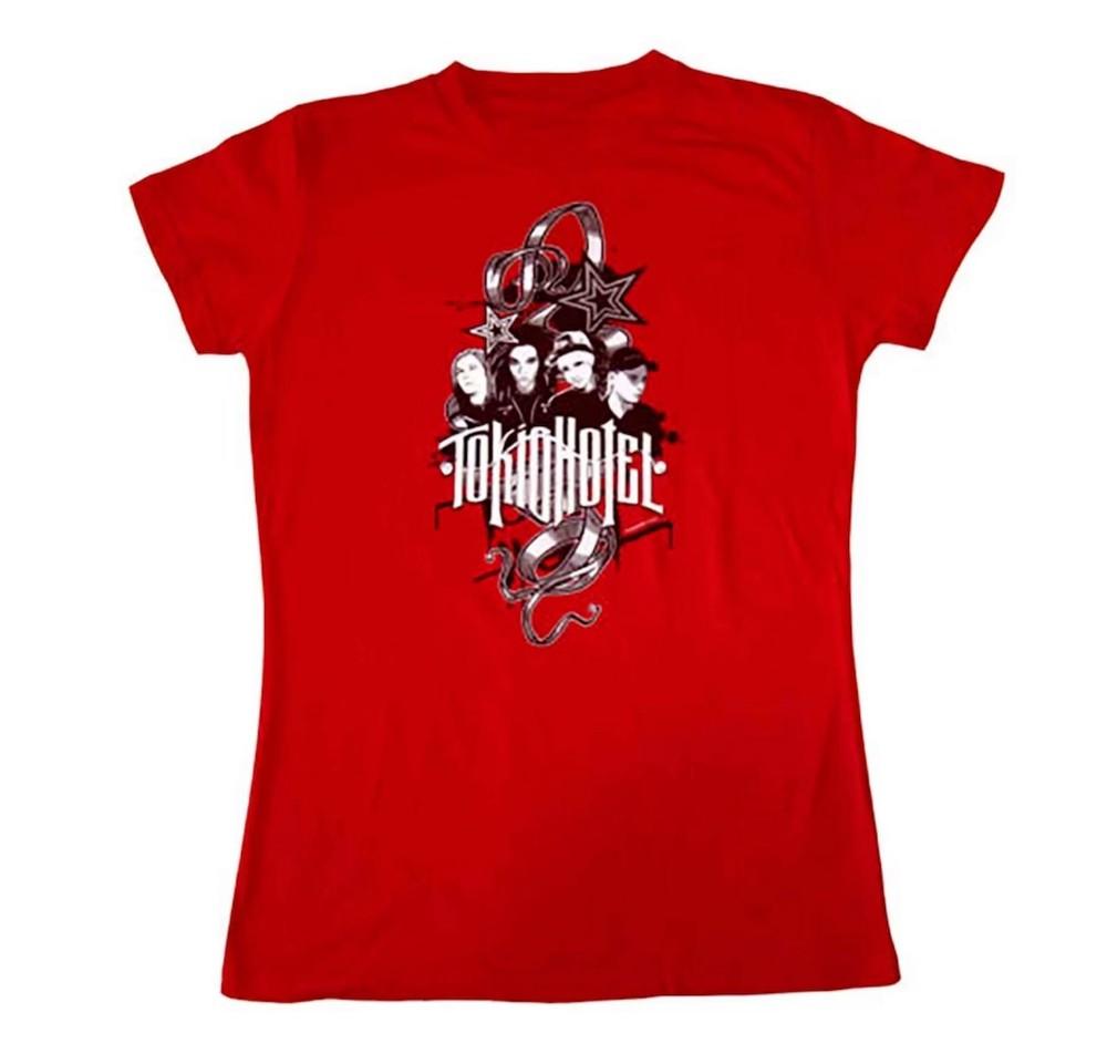 Tokio Hotel  Juniors T Shirt Top Brand Red Cotton Unisex T-Shirt XL