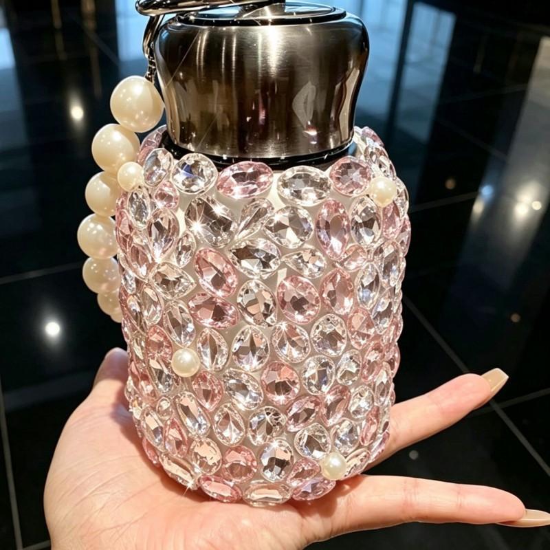 Elegant Diamond-Studded Stainless Steel Insulated Tumbler Women 300ml Portable Thermal Cup Gift Friends Office Travel