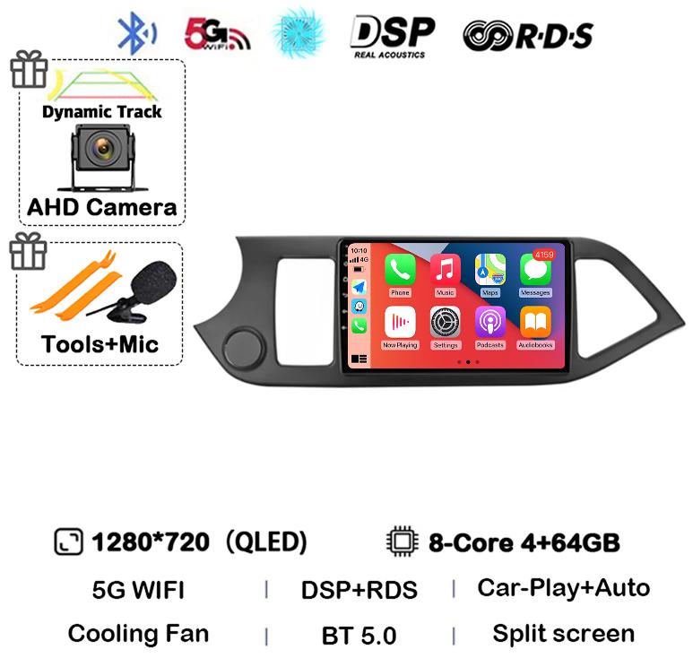 Android 14 Carplay Auto For KIA PICANTO Morning 2011 2012 2013 2014 2015 2016 Multimedia Car Radio Navigation Player WIFI+4G DSP