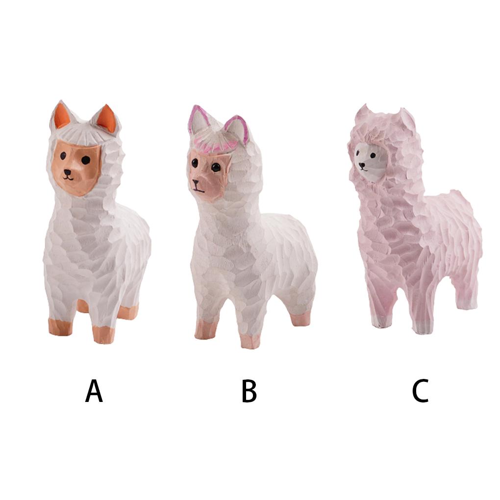 Manual Alpaca Decorations Cute Toy Statue Wood Crafts Waterproof Reusable Funny Cartoon Sculpture for Living Room Bedroom