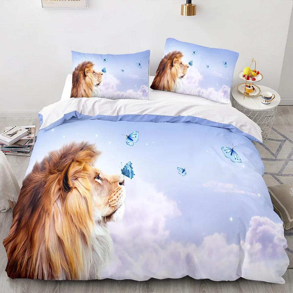 Animal Lion Bedding Set Cool Animal Bed Linen Home Decor Single Double Twin Size For Boys Girls Boys Adults Lion Duvet Cover Set