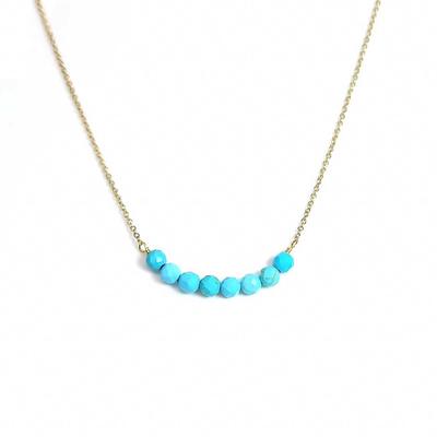Magnetic Necklace Stylish Turquoise Gold Cut Jewelry Accessory Luxury Natural Stone Power Stone Yoga Made In Japan [MWJ TOKYO] Women's 32-sided