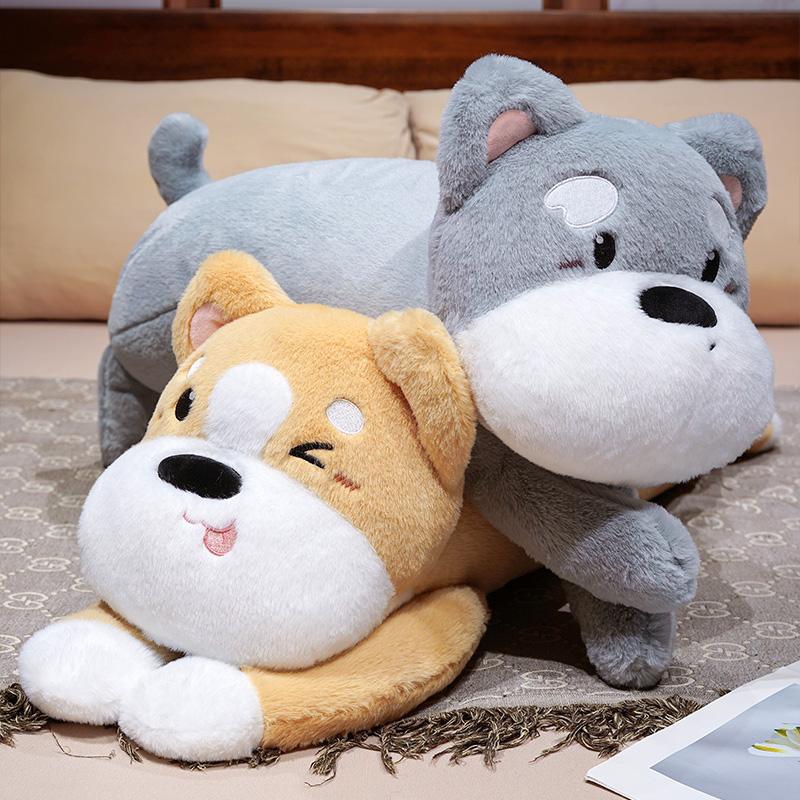 Cute Husky Dog Plush Toy Stuffed Animal Soft 30/40/50CM Kawaii Lying Brown Pet Puppy Pillow Doll Toys for Xmas Gift