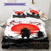 Name Custom Japanese Samurai Pattern Bedding Set Quilt Cover Pillowcase Home Decor Gift (1 * duvet cover + 2 * pillowcase, without core)