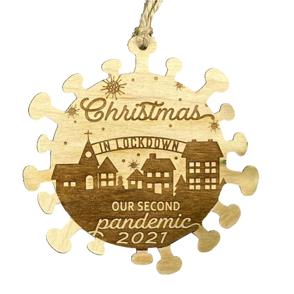 Christmas Pendant Wooden 2021 Epidemic Pendant Christmas Tree Hanging Ornament Decoration