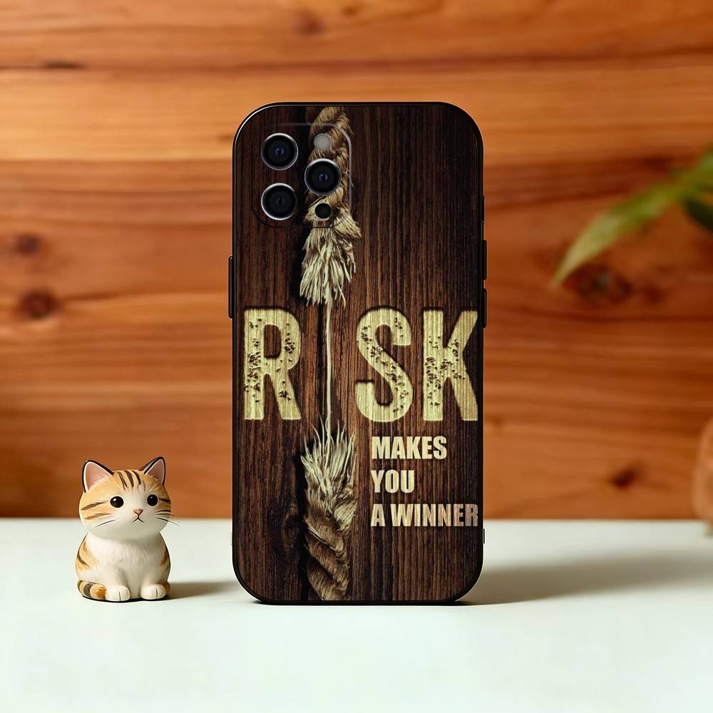 Trading No Risk, No Rich Phone Case For iPhone 17,16,15,14,13,12,11 Plus,Pro Max,XS,Soft Silicone Black Cover