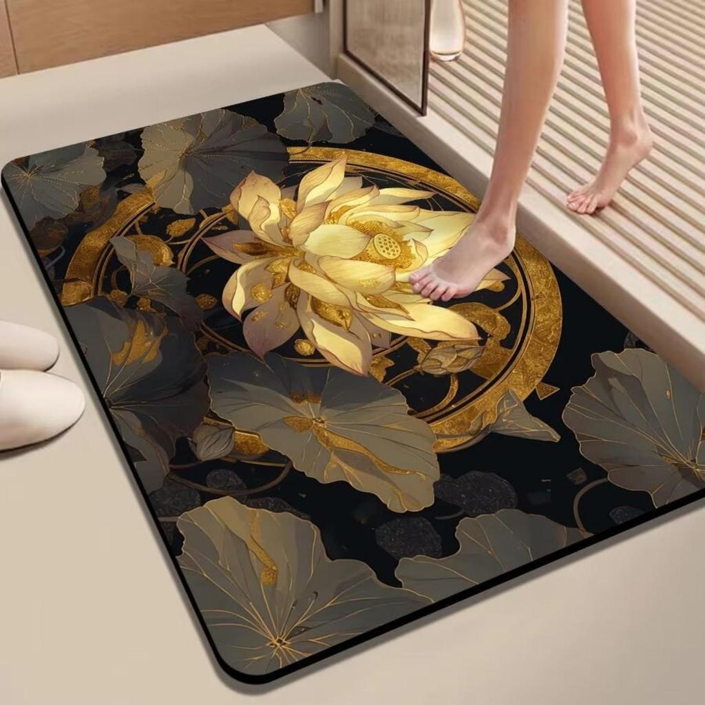 Diatom Printing Bathroom Thickening Mat Bath Non-slip Carpets In Wash Basin Bathtub Side Floor Rug Shower Room Doormat Memory Foam 3D Pad