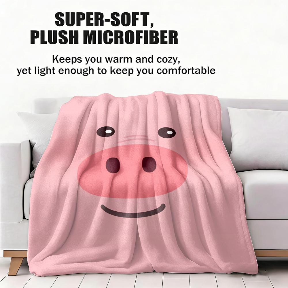Pensive Piggy Throw Soft Flannel Throw Summer AC Blanket Lightweight Cool Nap Blanket for Sofa Bed Couch Travel