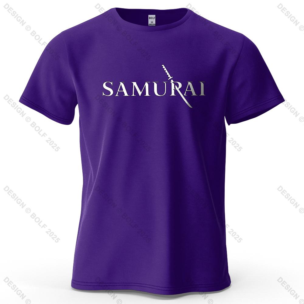 Samurai Sword Sharp Printed Men's T-Shirt 100% Cotton Oversized Martial Arts Fashion Graphic Tees for Women Tops Tees Streetwear