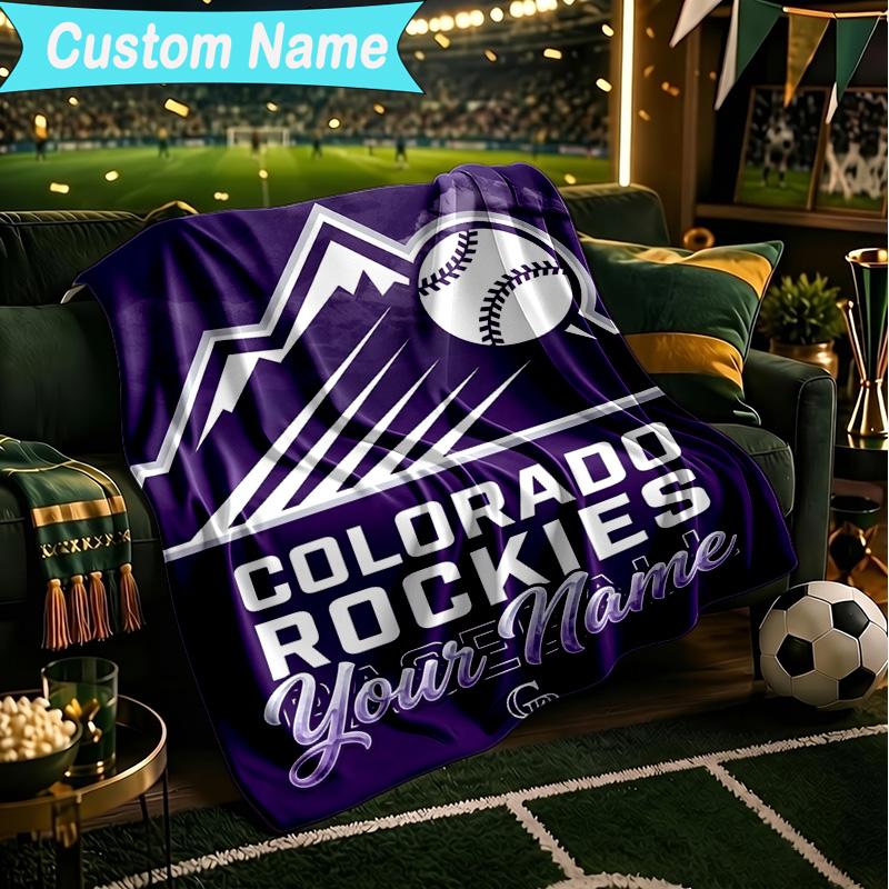 1PC Custom Name Blanket Colorado Baseball Flannel blankets Patterns Throw Blanket All-Season Soft Gift for Couch, Bed, Camping, Birthday gifts