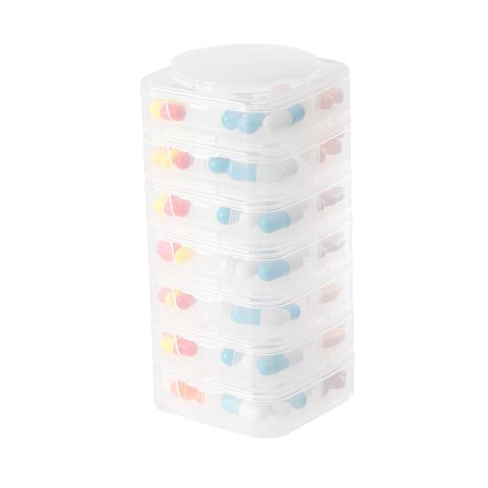 7PCS Pill Box Organizer Small Compact Modular Design Detachable High-visibility Color Container for Medication And Supplements