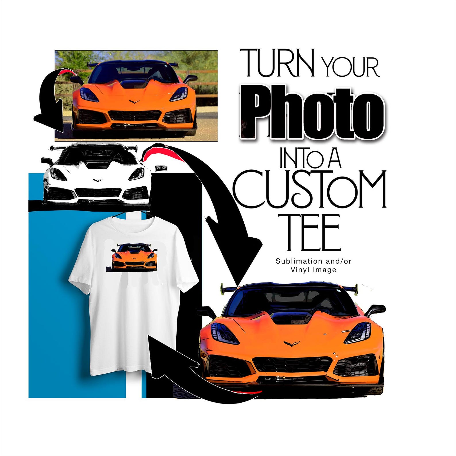 Custom Car Photo T-Shirt, Personalized Automotive Apparel S