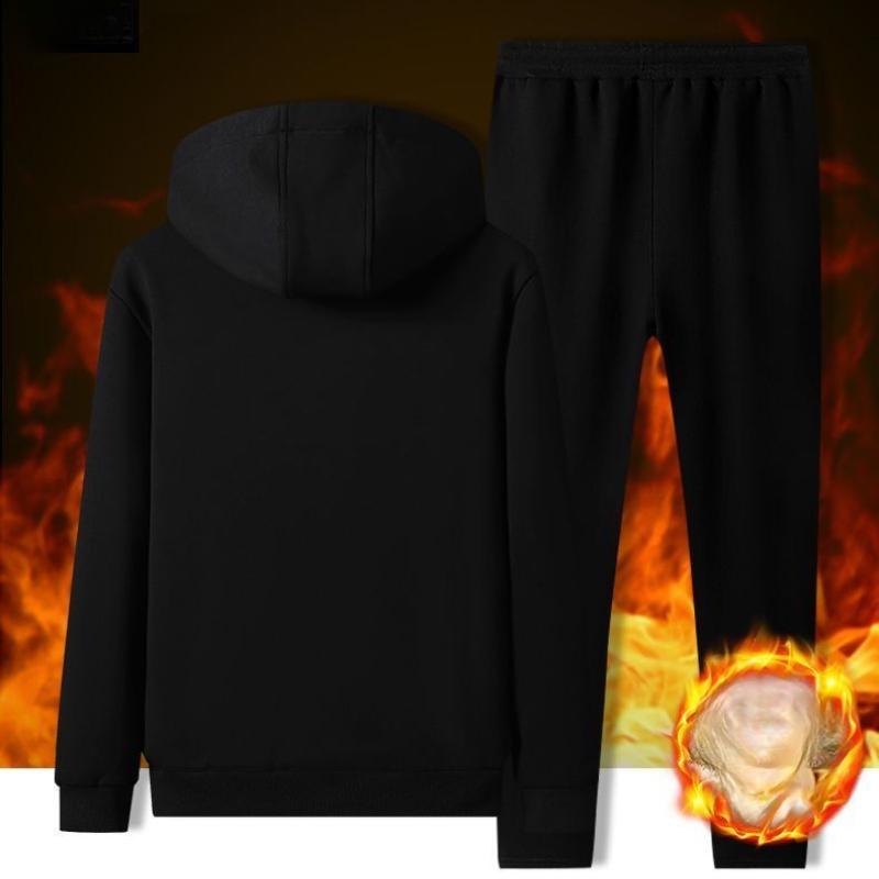 Plus Velvet Thickened Suit Men's Lamb Velvet Sports and Leisure Suit Winter Warm Three-piece Set Men