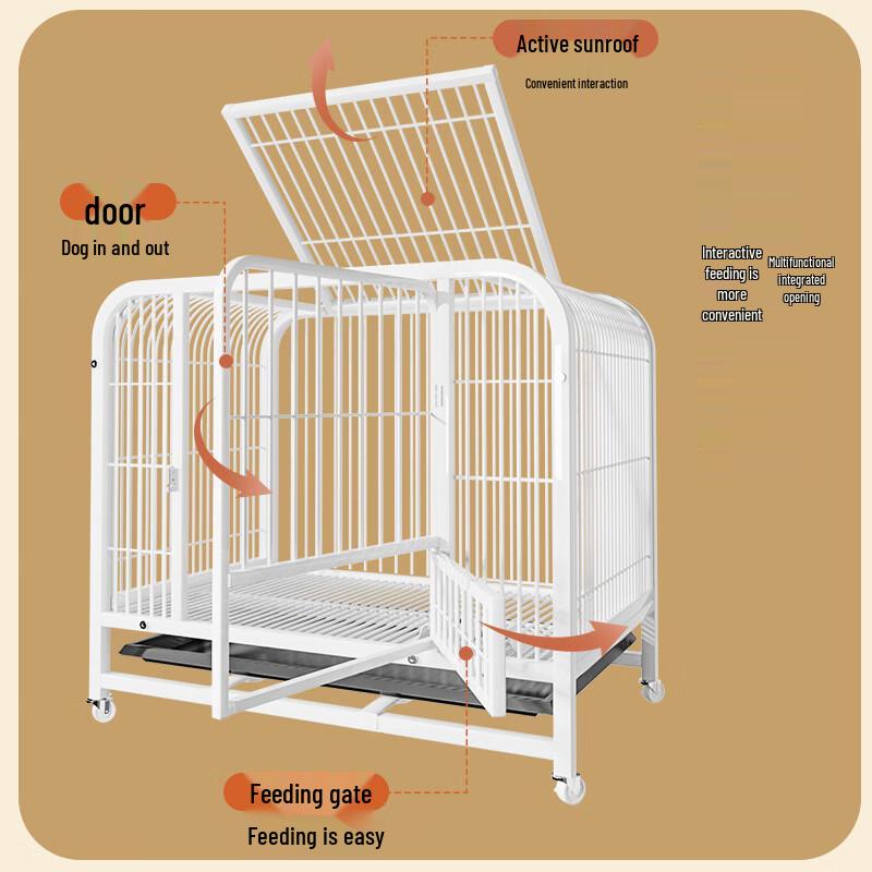 Thickened Square Tube Indoor Dog Cage with Toilet