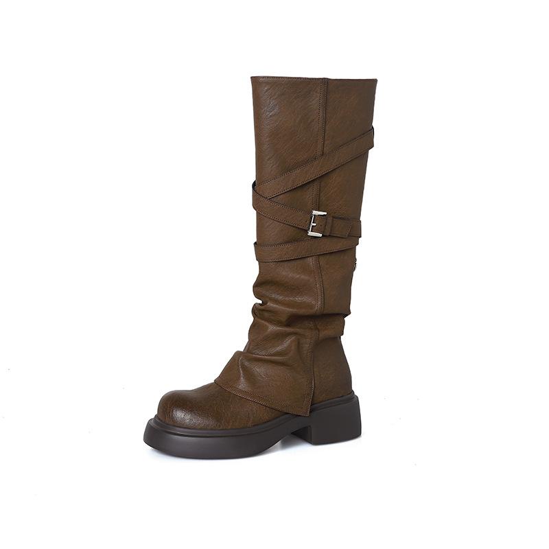 

Boots Brown Maillard Boots Women s Platform Tall Pants Boots 2025 Fall/Winter Western Cowboy Boots Retro 35