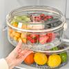 Transparent Divided Serving Tray with Lid & Dipping Sauce Section - Rotating Fruit Vegetable Tray for Party Picnic Catering