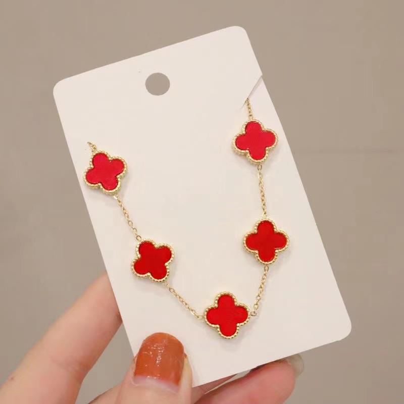 Titan stål farge rask Firkløver armbånd fem blomster armbånd smykker, den beste gaven til venner