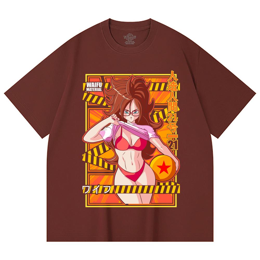 230 Gsm 100% Cotton Dragon Ball V25 Android 21 Waifu Print Unisex Heavy Cotton T Shirt