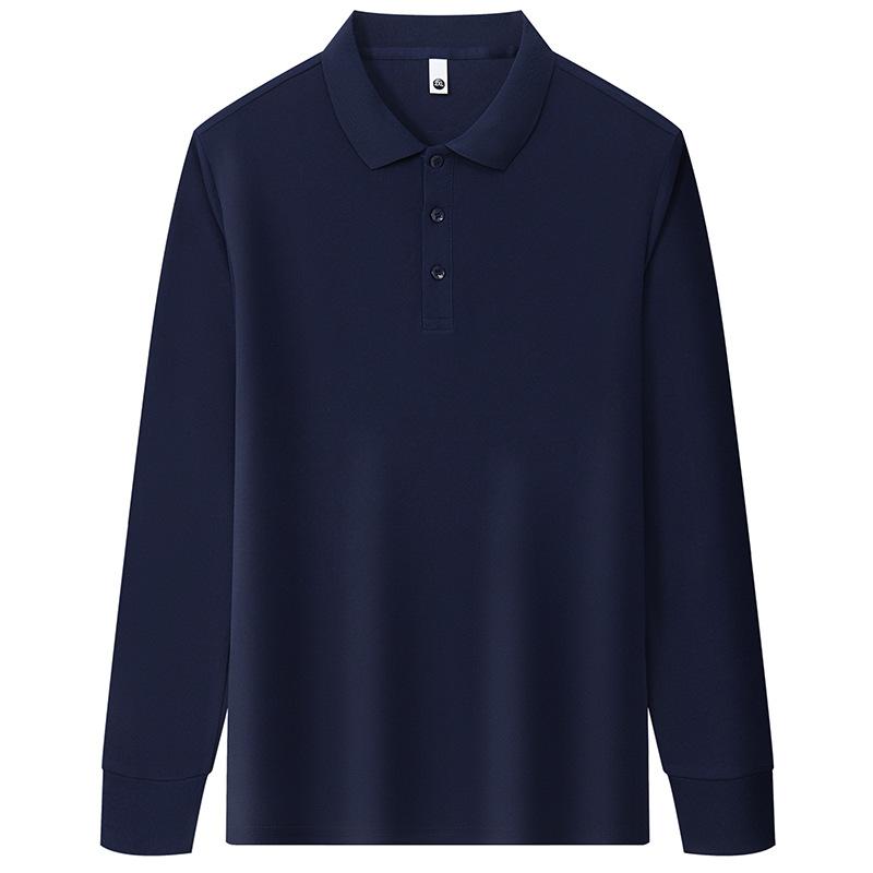 Long-Sleeved Polo Shirt Men'S Summer Loose Lapel T-Shirt Top Fashionable Casual Breathable Versatile Solid Color Polo Shirt
