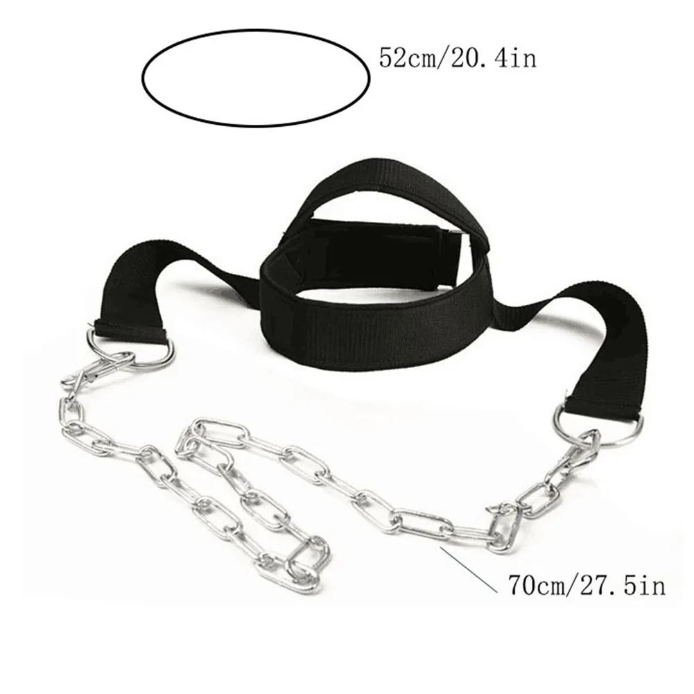 Gym Fitness Weight Bearing Cap Adjustable Neck Harness with Steel Chain Neck Trainer Neck Muscle Power Training