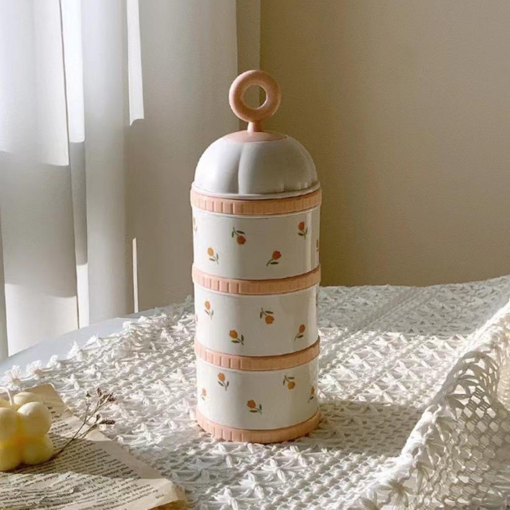 3 Layers Baby Milk Powder Box Tulip Portable Formula Dispenser Kids Snack Container  Travel