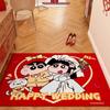 Crayon Shin-chan Double Happiness Velvet Carpet - Wedding Bedroom Cartoon Entrance Mat, Wear & Dirt Resistant
