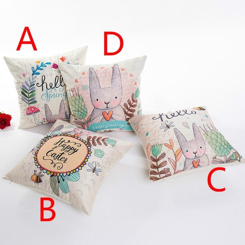 1PC Pillowcase 45x45cm Happy Easter Decorations  Home Easter Rabbit  Pattern Pillow Cover Wedding
