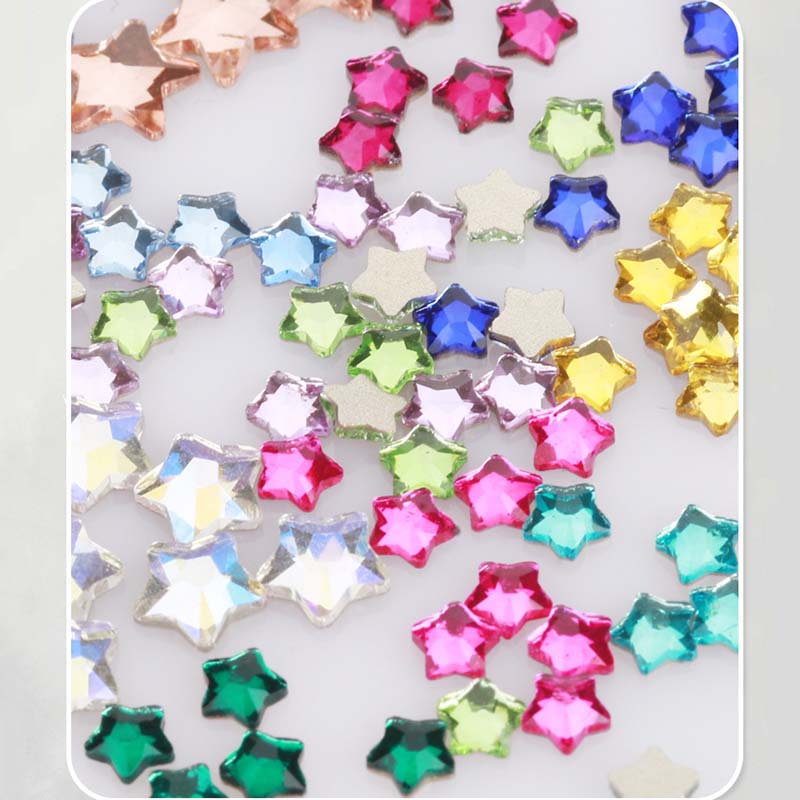 Diy Nail Art Sticker Flat Back Crystal Rhinestones Star Shape Craft Shiny Embellishment Phone Case Decorative Glue-on CZ Diamond