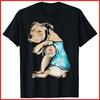 Pitbull Dog I Love Dad Tattoo Funny Family Black Cotton T-Shirt Unisex T-Shirt