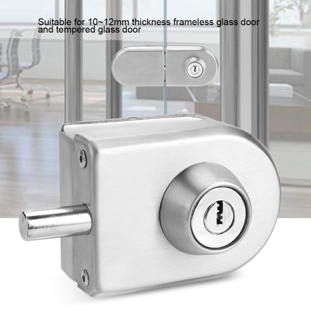 Glass Door  , Stainless Steel Lock with Keys for 10 To 12mm Frameless Glass Easy Installation Home Hotel Bathroom Use