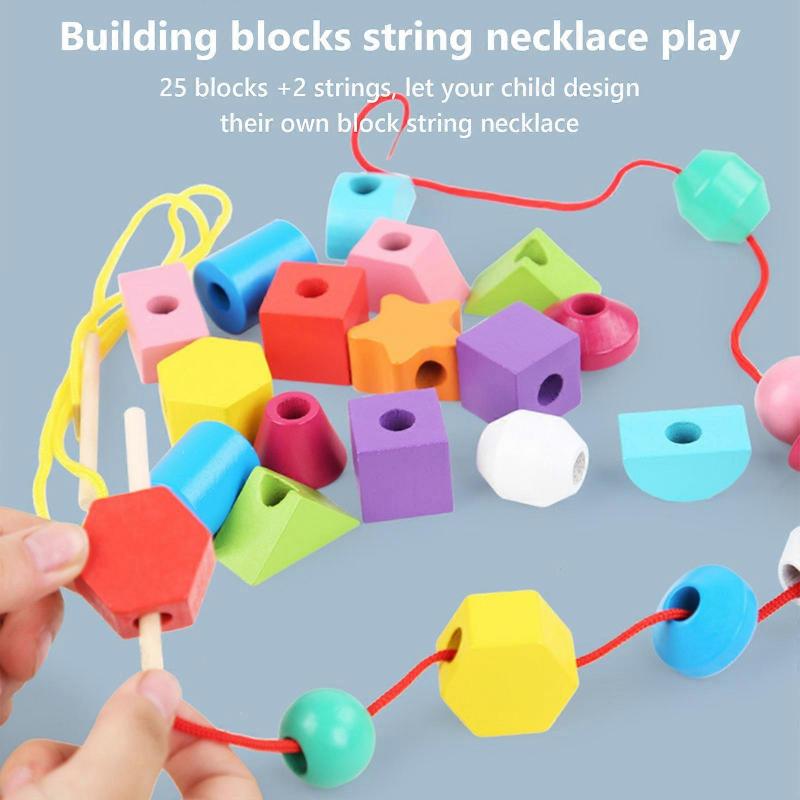 kids toys Wooden Lacing Beads Toy Set With Storage Box- Educational Preschool Learning Toy For 2 3 4 Year Old Toddlers