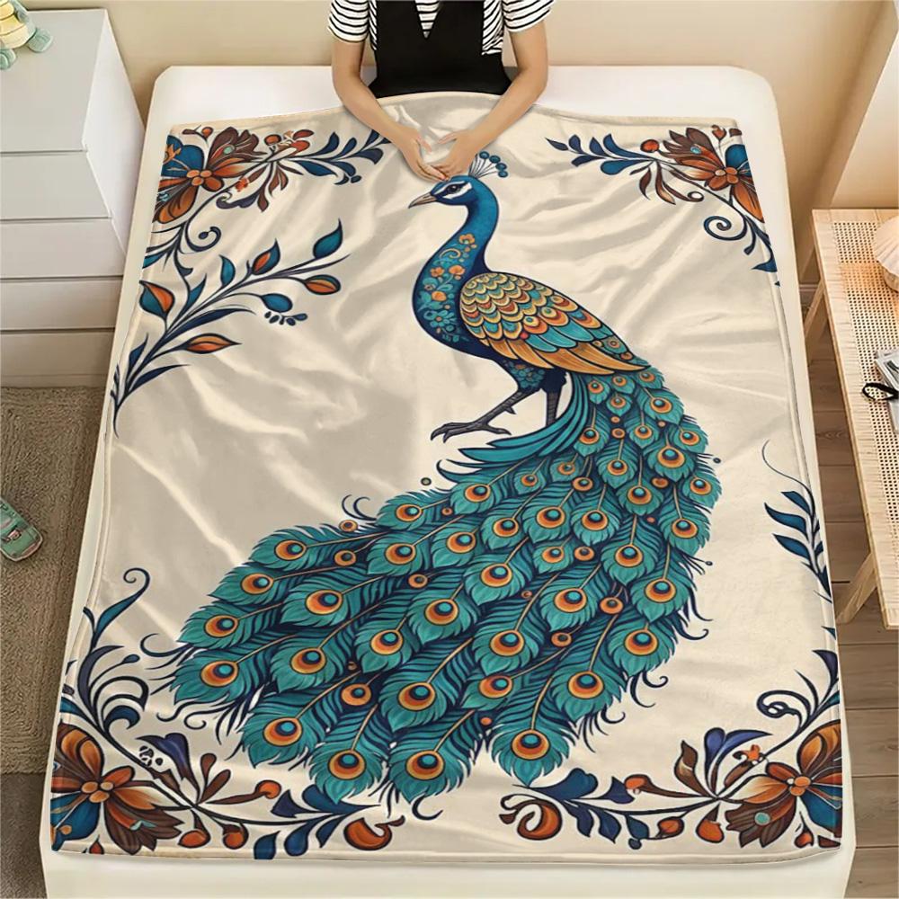 1PC Retro animals Print Flannel Blanket, High quality Comfortable for All Seasons, Home Decor, Warmth and Comfort